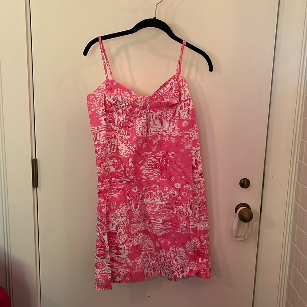 Lily Pulitzer pink summer toile dress